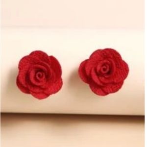 Fabric Rose Stud Earrings